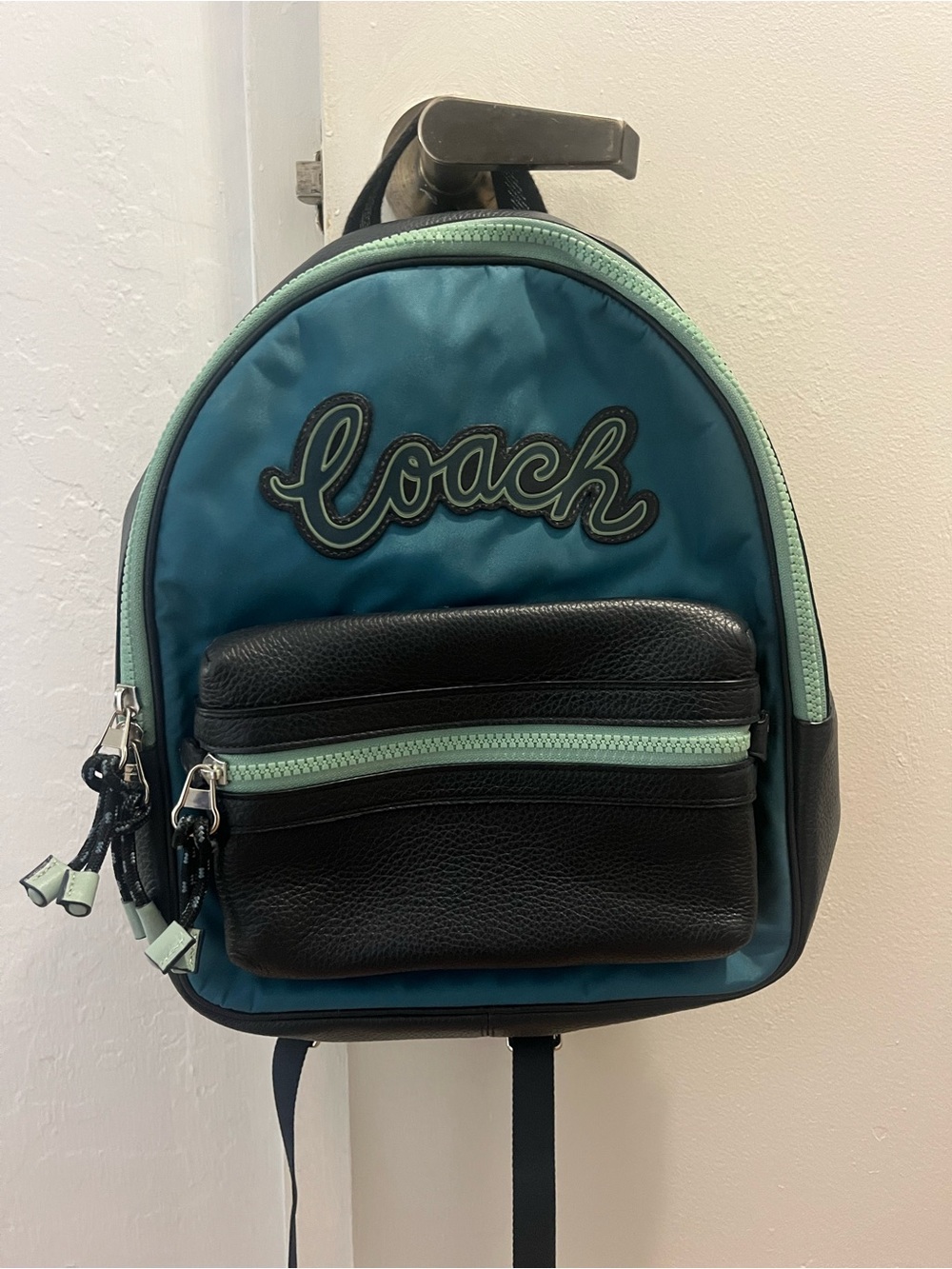 Coach Teal & Black Mini Backpack with Mint Trim